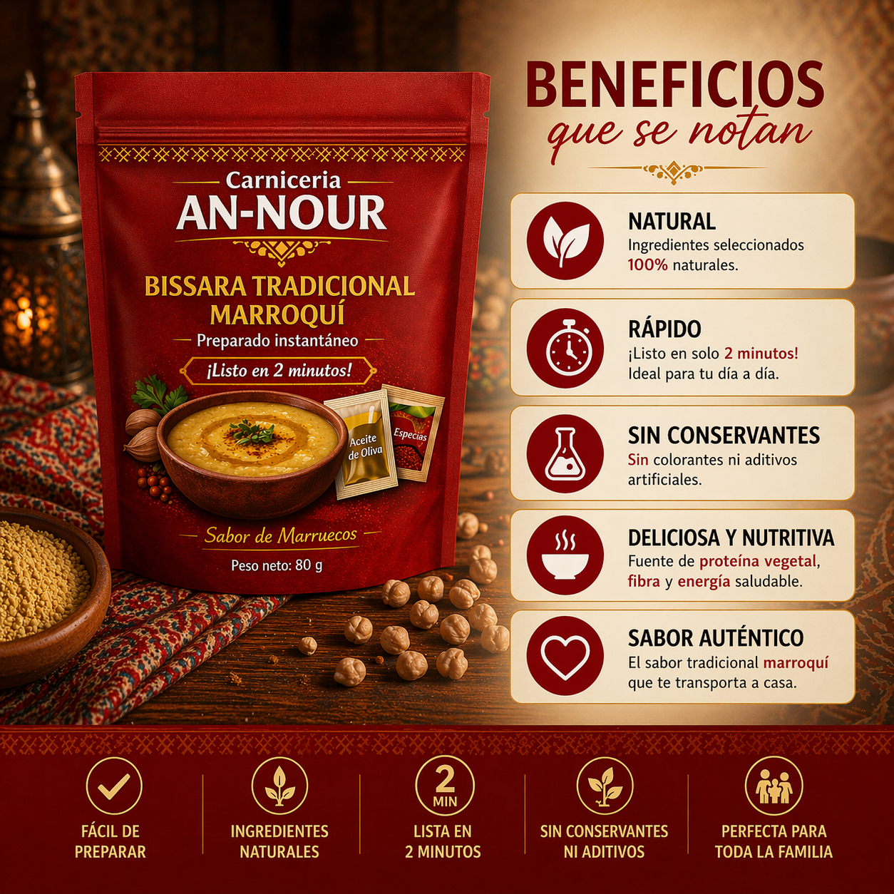 Bissara Tradicional Marroquí Instantánea – Sabor auténtico en 2 minutos | AN-NOUR